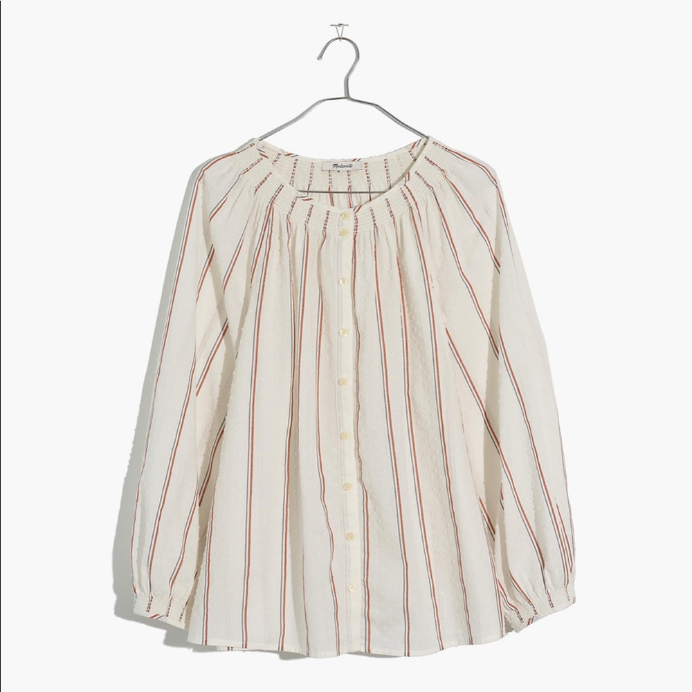 NWT Cotton Flowy Button Up Shirt w/ Stripes